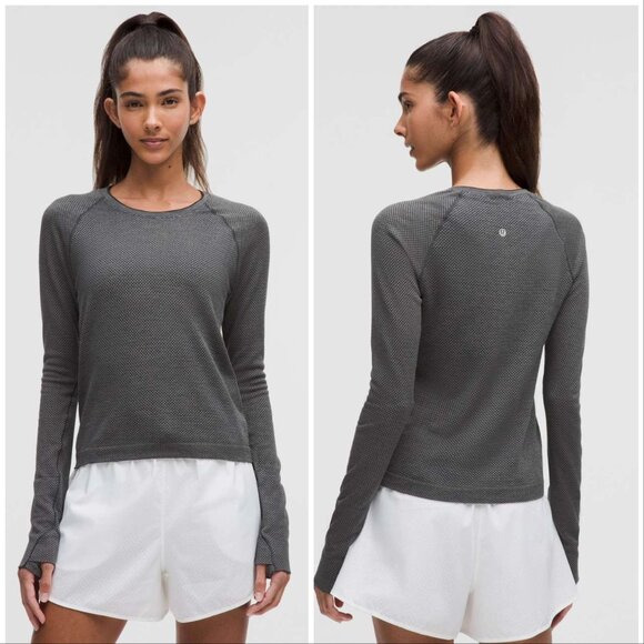 Lululemon Swiftly Tech Long-Sleeve Shirt 2.0 Waist Length Textured Knit Graphite - Picture 1 of 7